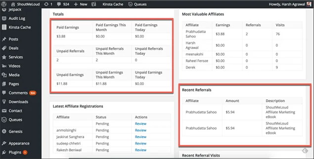 earning and affiliate tracking with affiliatewp