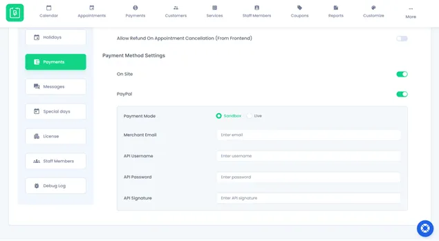 Payments Page