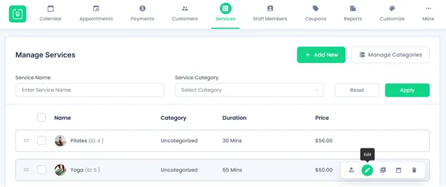 Service page