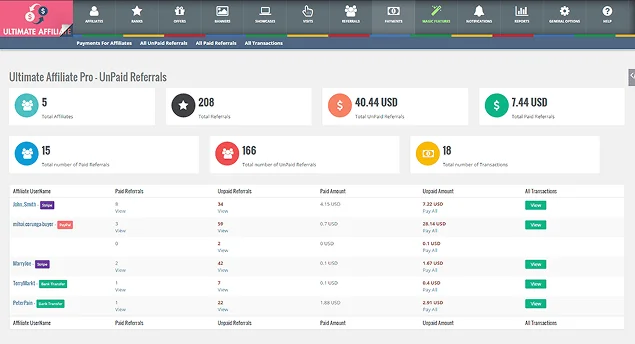 ultimate affiliate pro dashboard