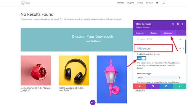 Divi Settings with ARMember