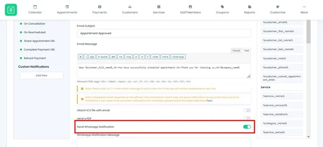 Send WhatsApp Notification