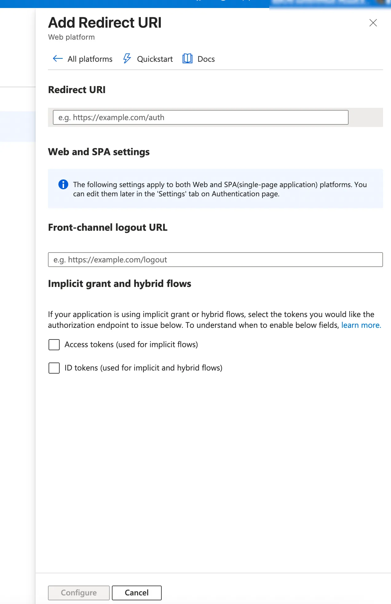 Add Redirect URI