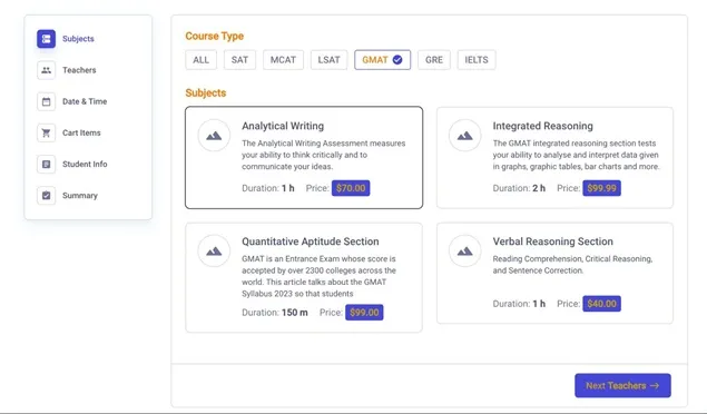 Booking forms for tutors and schools