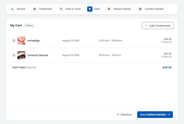 Booking forms with multiple services option