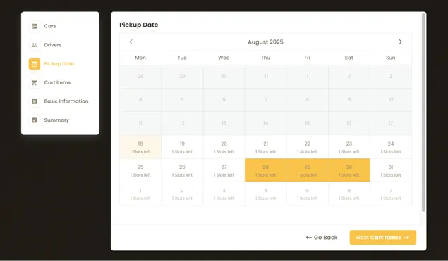 Booking forms with possible rental duration