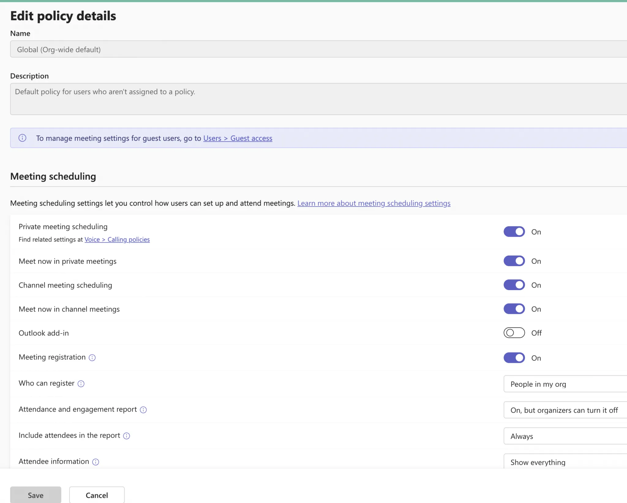 Edit Policy details