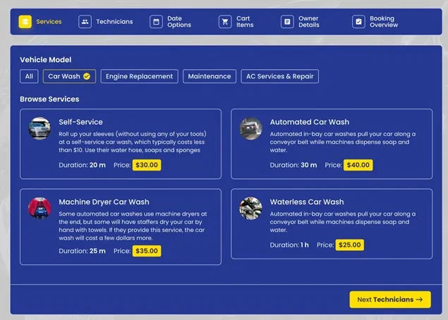 Repair services booking forms