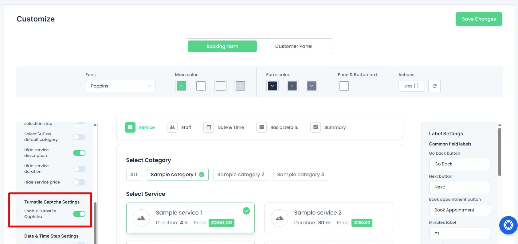 BookingPress Customize Form