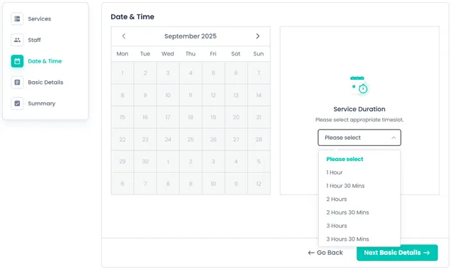 Custom Service Duration Feature
