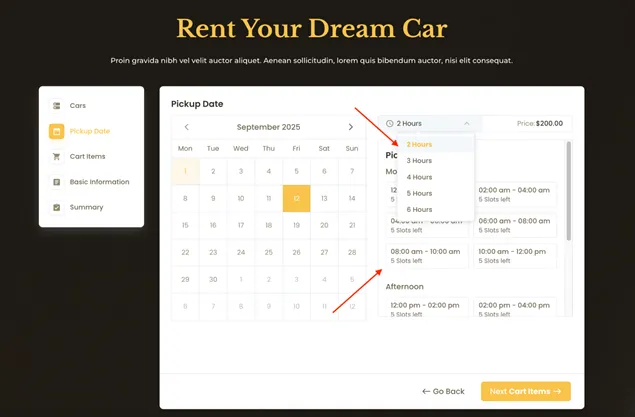 Flexible Timing Booking Demo