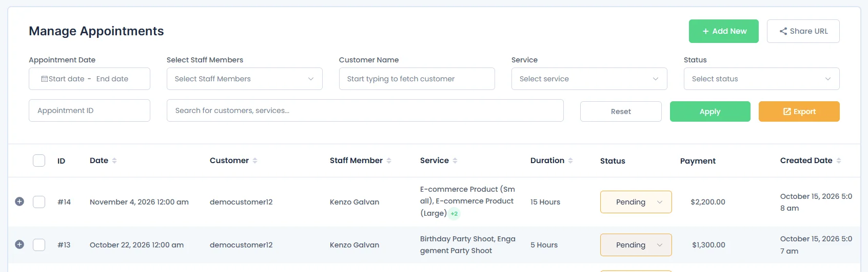 View Multi-Service Details