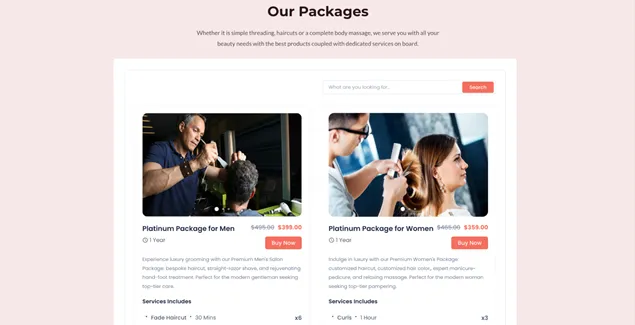 packaged salon services