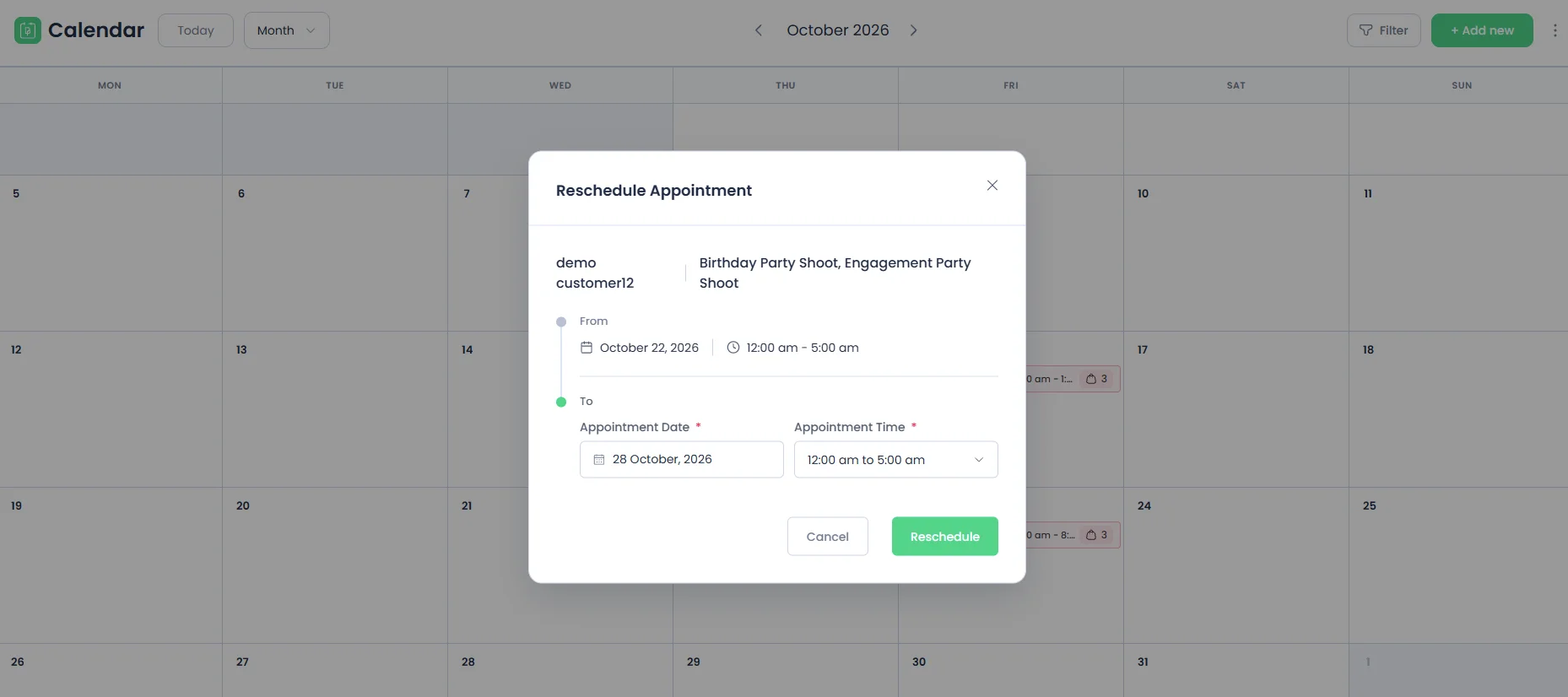 Reschedule Appointment