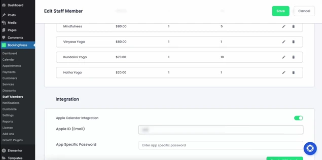 bookingpress apple calendar integration settings