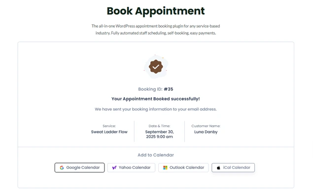 bookingpress booking confirmation page