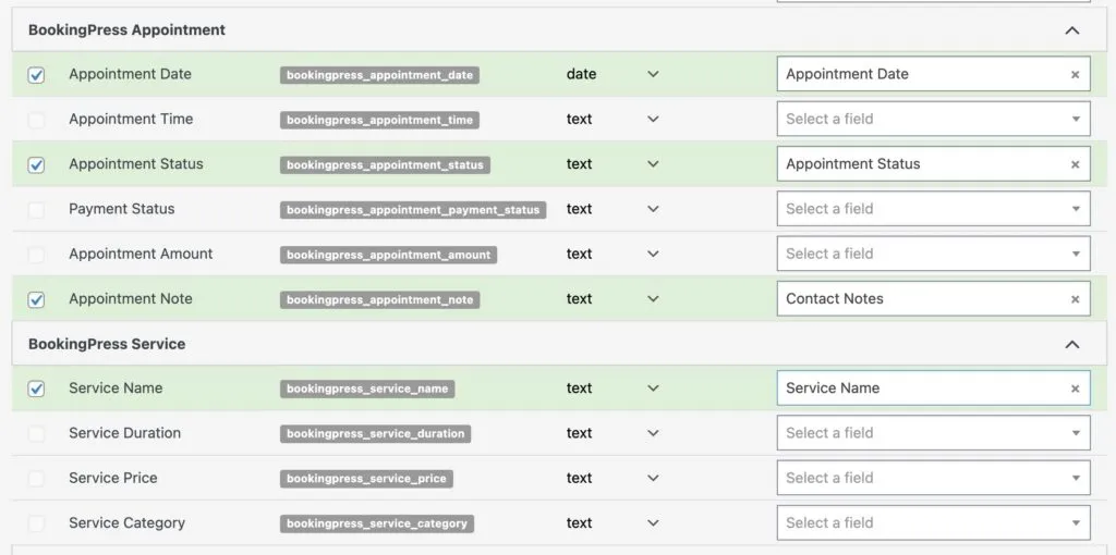 BookingPress Custom Fields