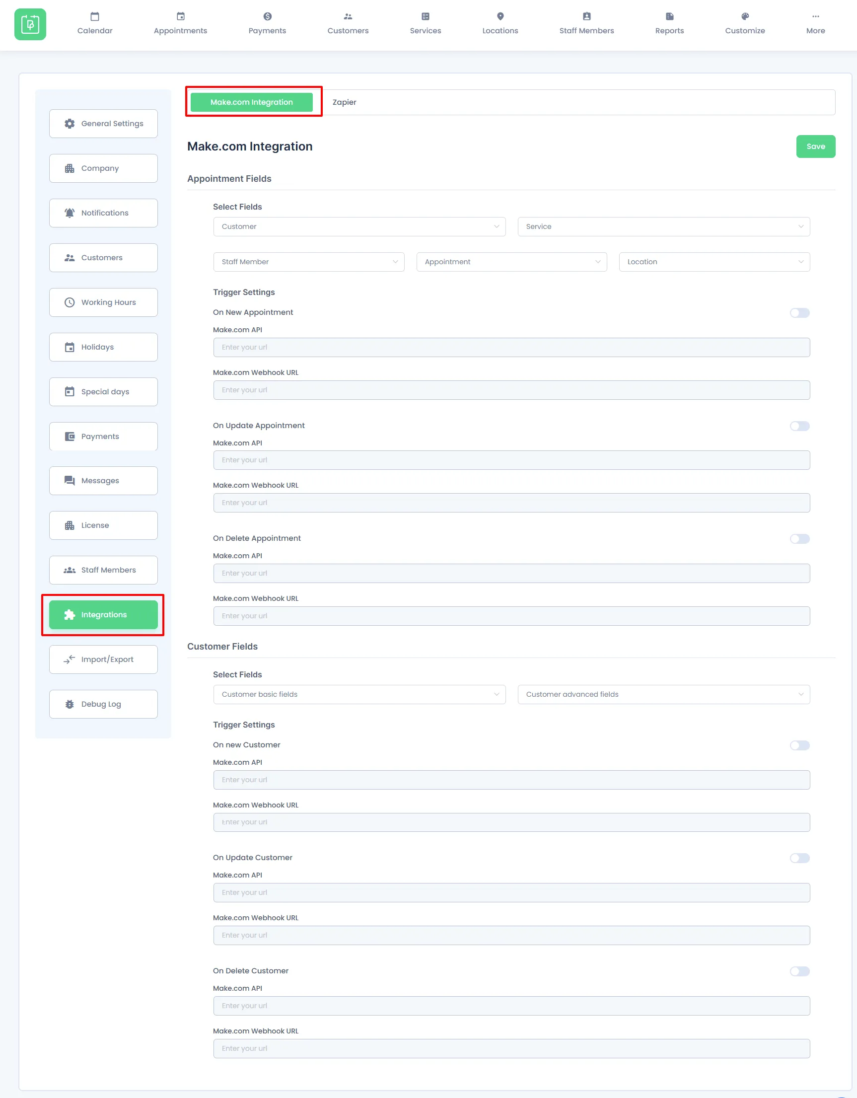 Make.com Integration page