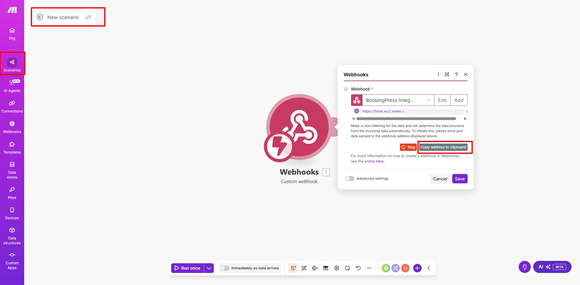 Create a new scenario