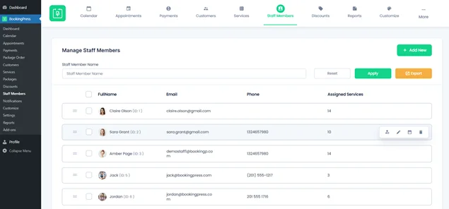 bookingpress staff management