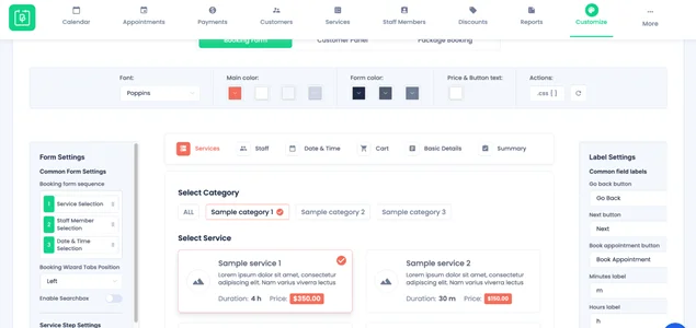 bookingpress ui customization