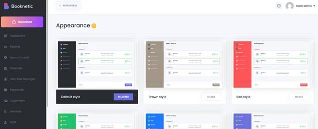 booknetic ui customization