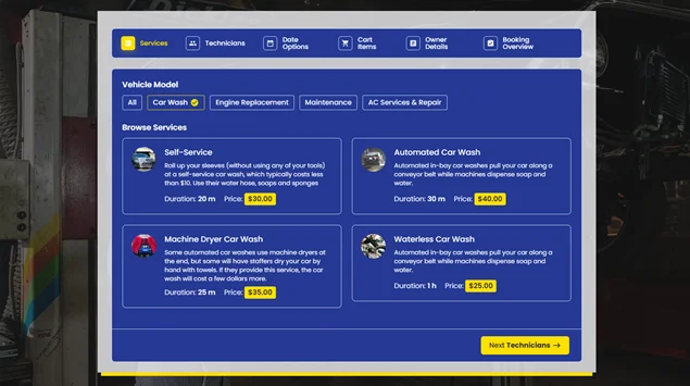 online booking interface