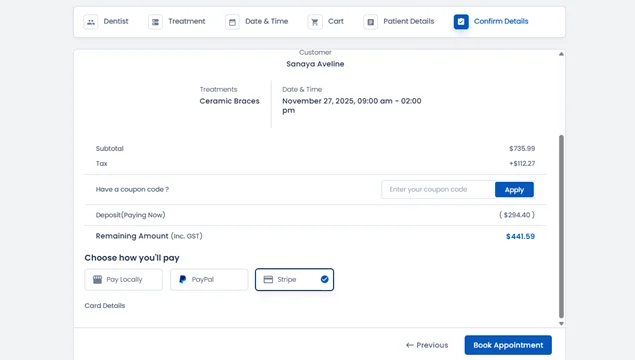 accept booking payment