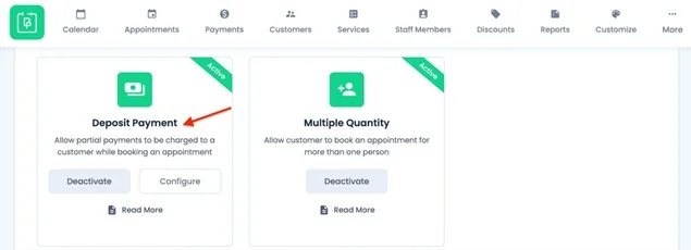 activate bookingpress deposit add-on