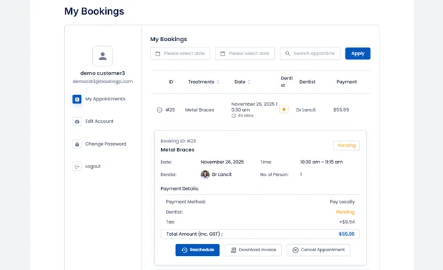 booking rescheduling
