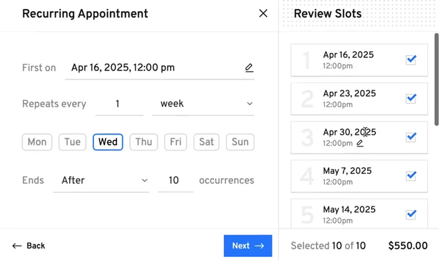 latepoint recurring appointments