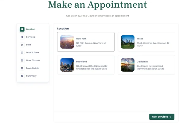 select location in the bookingpress