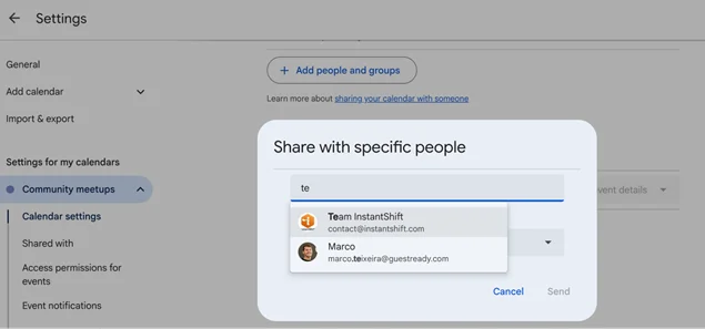 add email to share google calendar