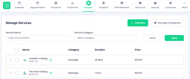 bookingpress manage service setting