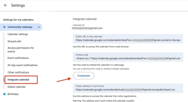 integrate google calendar
