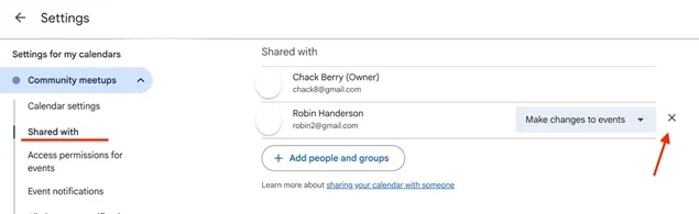 remove google calendar access