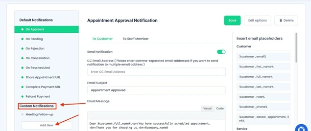 add custom notification