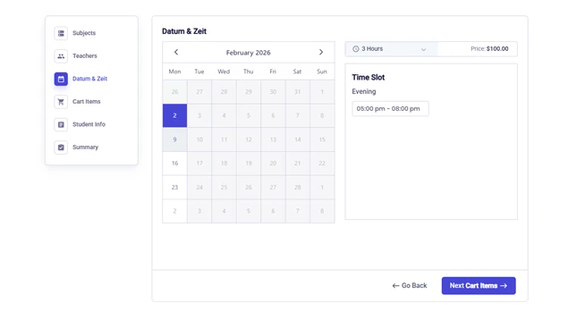 booking availability form