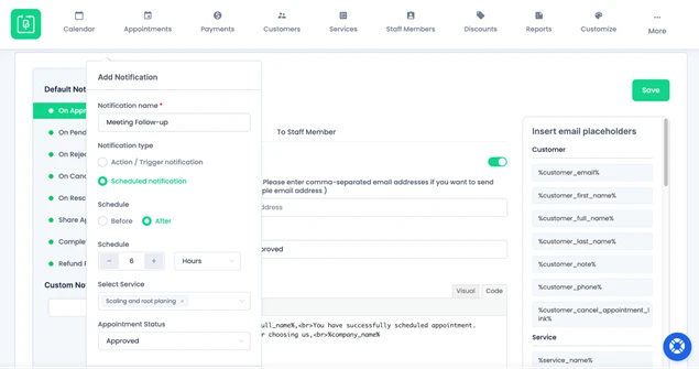 bookingpress add notification popup