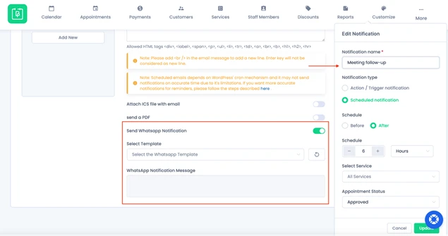 bookingpress whatsapp notification option