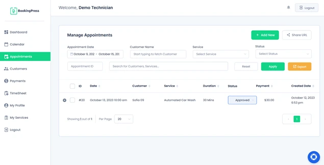 bookingpress staff panel
