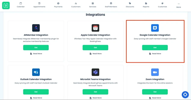 Google Calendar integration module