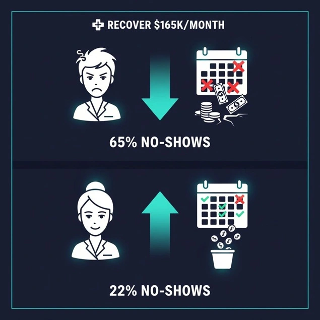No-show reduction comparison infographic