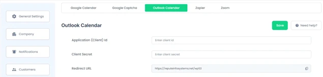 Outlook Calendar settings page