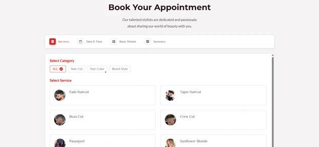 appointment booking screen