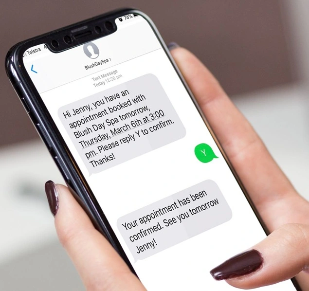 appointment sms on phone screen