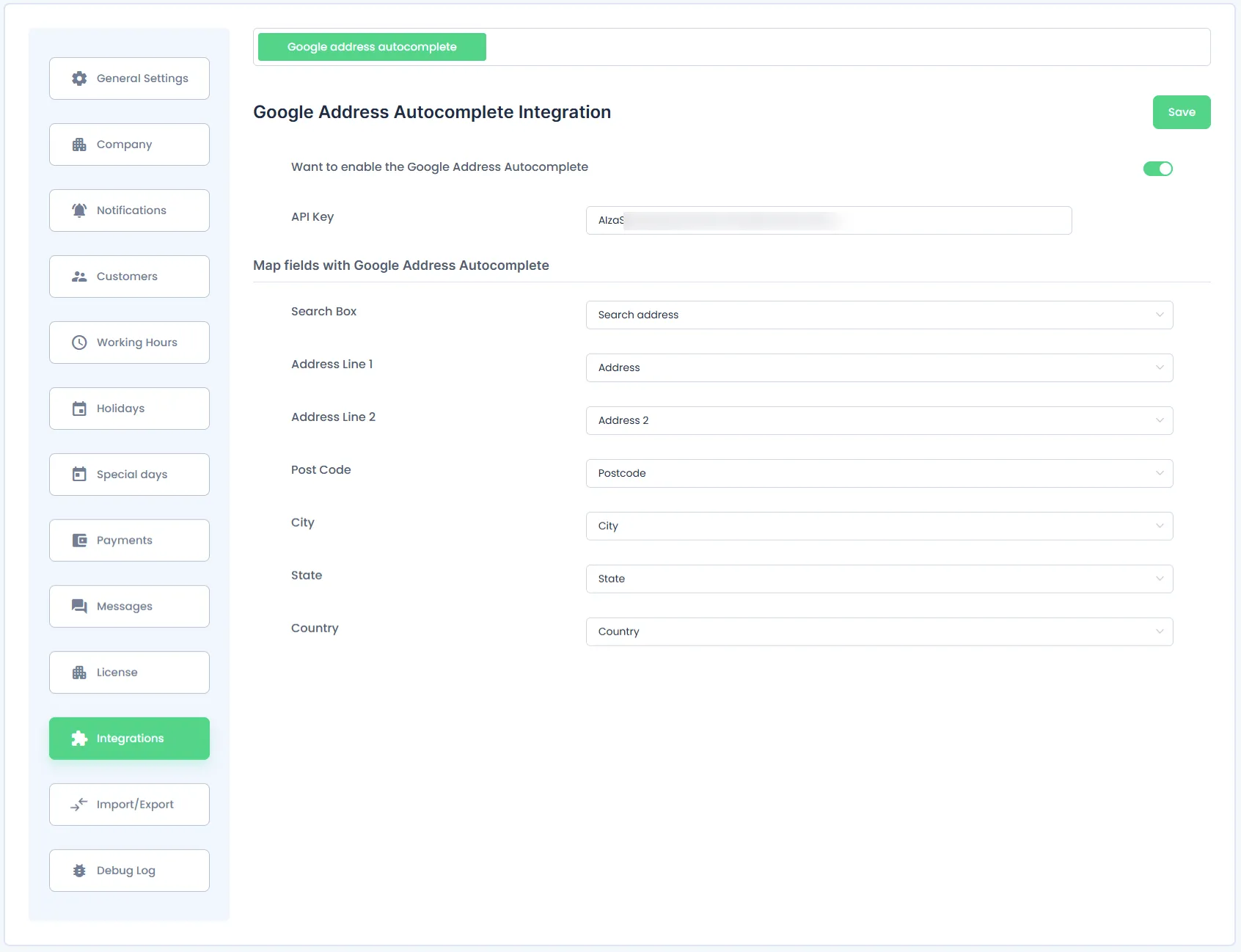 Google address autocomplete
