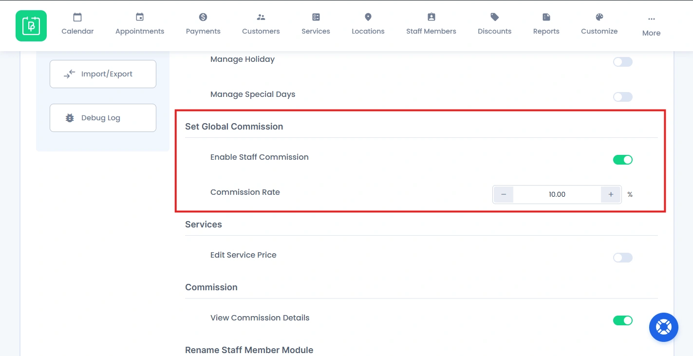 Configure Staff Commission