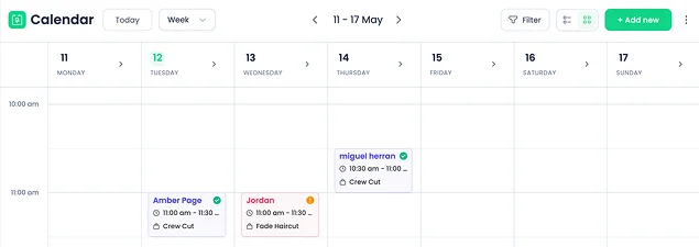 BookingPress calendar grid view
