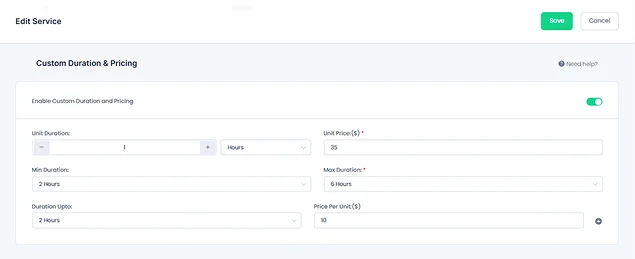 BookingPress custom duration & pricing setting